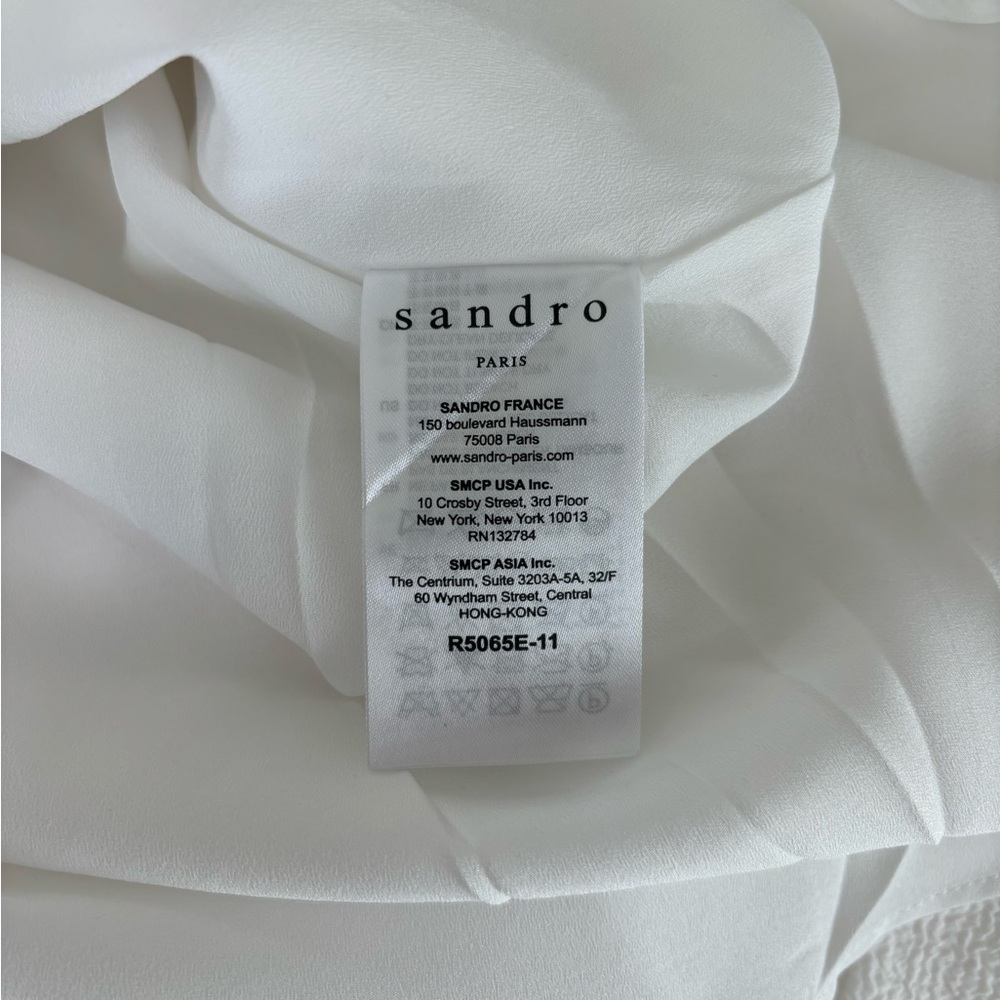 Sandro Embroidered White Mini Dress, US 6 - Picture 8 of 10
